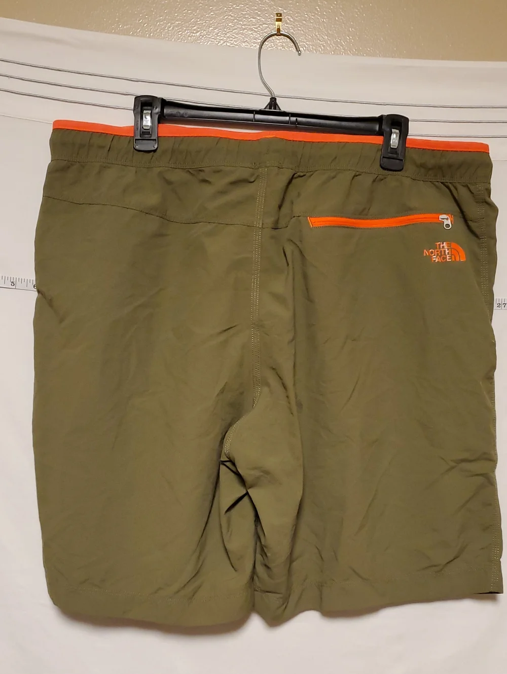 The North Face Mens Olive Trail Shorts With Orange Trim XL